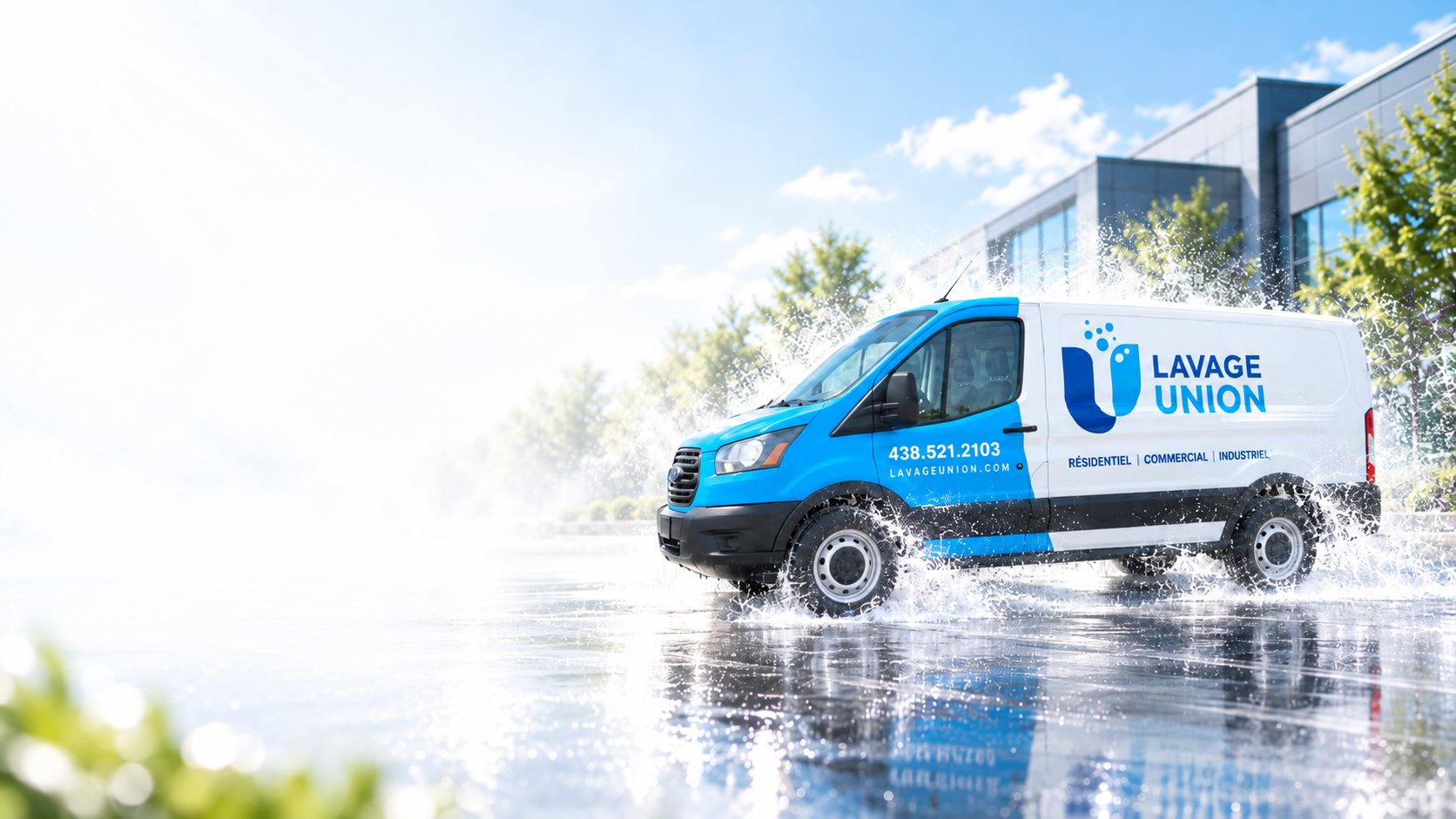 Camion Lavage Union en action